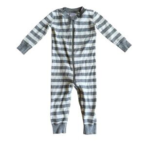 Hanna Andersson Gray White Striped Pajama Sleeper 100% Organic Cotton Boy 18-24M